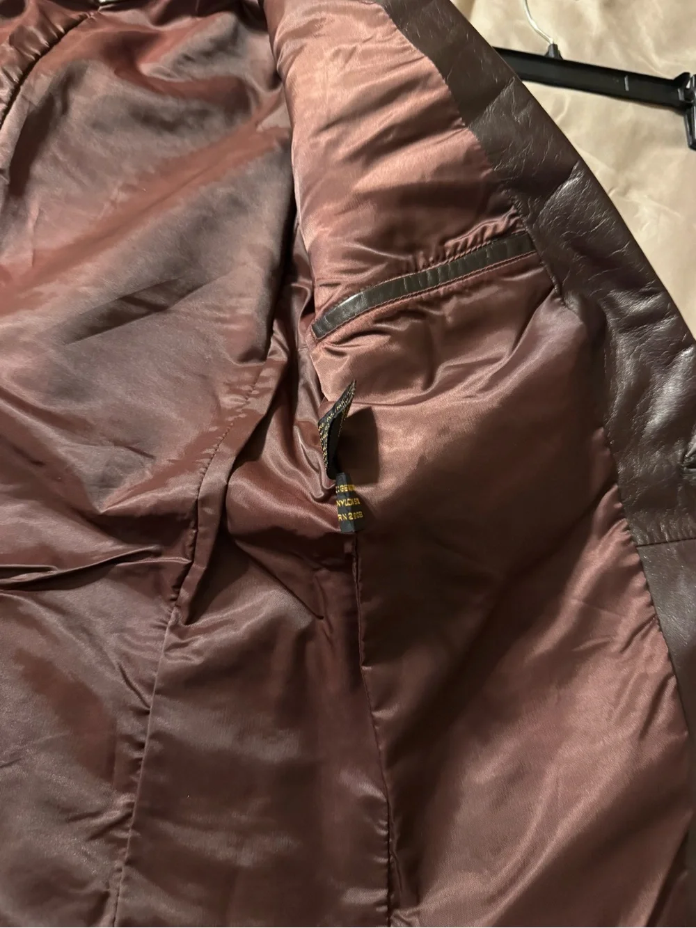 Vintage Andhurst Men's Brown Leather Blazer Jacket Lined Button Closure Size 42